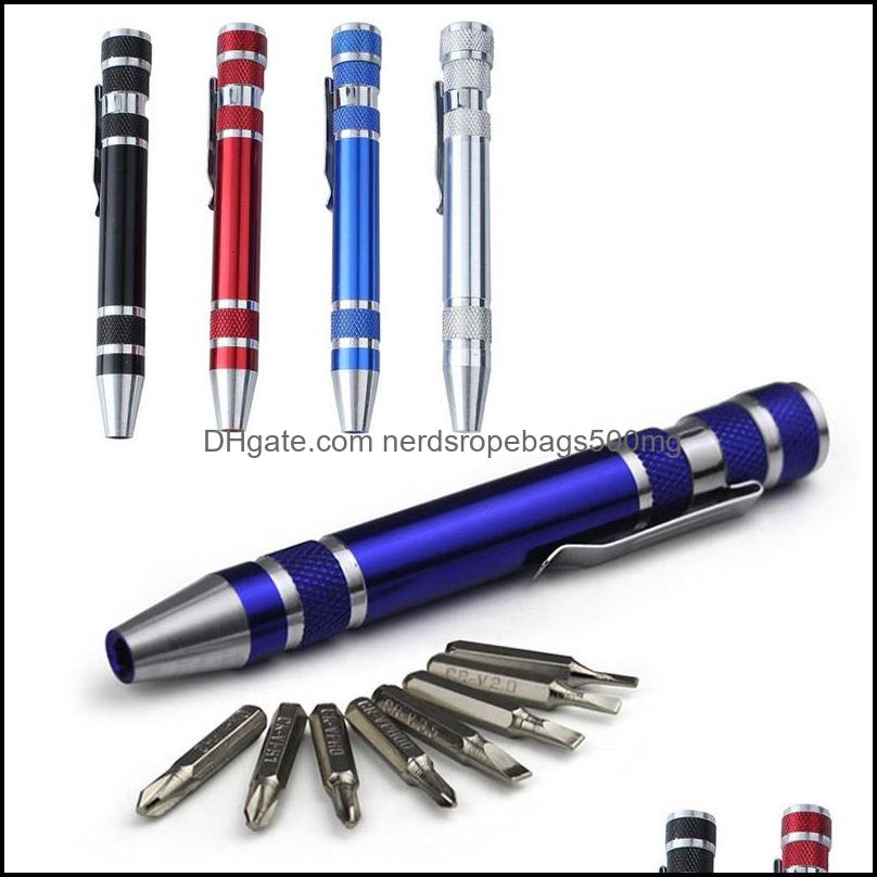 

Screwdrivers Hand Tools Home Garden Portable 8 In 1 Screwdriver Pen Set Aluminum Electronics Diy Repair Tool Sets Bits Precision Mini Slot