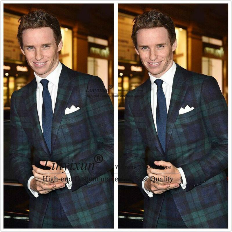 

Men's Suits & Blazers Pieces 2022 Men British Style Designs Green Plaid Wool Mens Suit Autumn Winter Thick Slim Fit Wedding Dress TuxedosMen, Blue