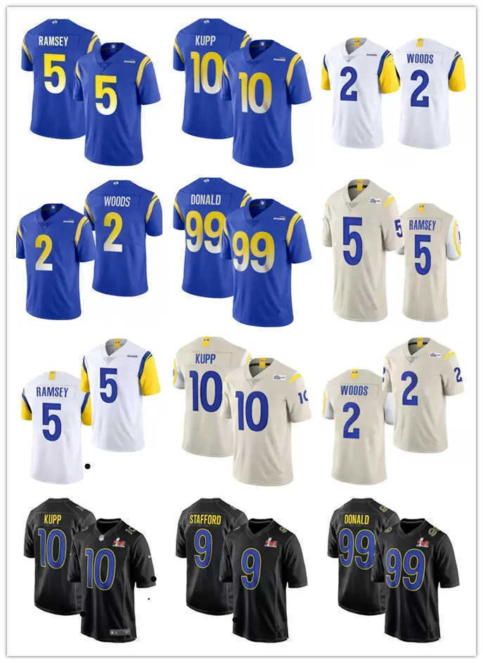 

Football Jerseys custom Men women youth Los Angeles''Rams''jersey 3 Odell Beckham Jr. 40 Von Miller 99 Aaron Donald 9 Matthew Stafford 10 Cooper Kupp Football Jerseys, Color