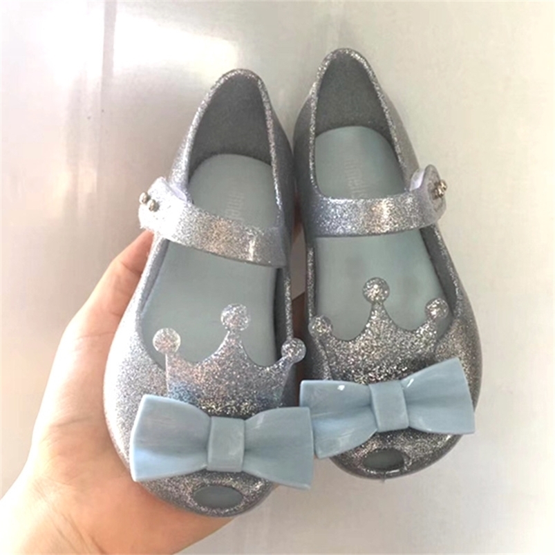 

Mini Melissa Girls Sandals Summer Fashion Crown Pattern Shoes Kids Jelly Shoe Sandals Girl Non-slip Kids Sandal Tod SH19077 220527, Flash silver
