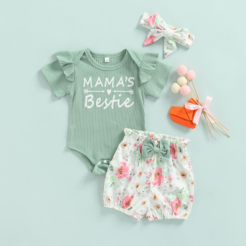 

Clothing Sets Colors Summer Baby Girls Cute Clothes 3pcs Sleeve Letter Romper Tops Floral Shorts Headband 0-24MClothing ClothingClothing, Auburn