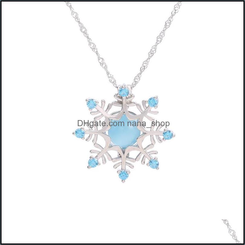 Lockets Necklaces Pendants Jewelry Wholesale Euro-American New Snowflake Magic Box Necklace 925 Sterling Sier Fashion Pearl Cage Pendant C