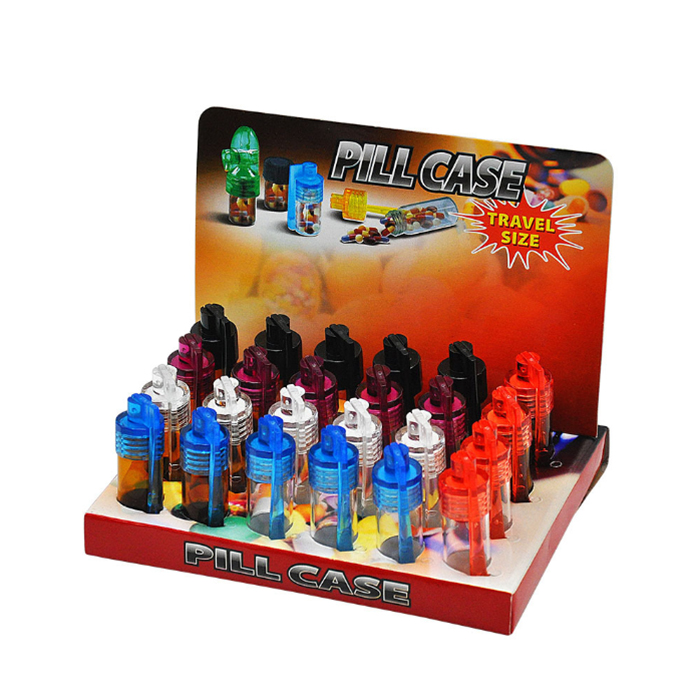 

Acrylic Glass Snuff Pill Box Case Bullet Rocket Smoking Accessories 36mm 51mm Two Size Container Boxes With Spoon Multiple Colors