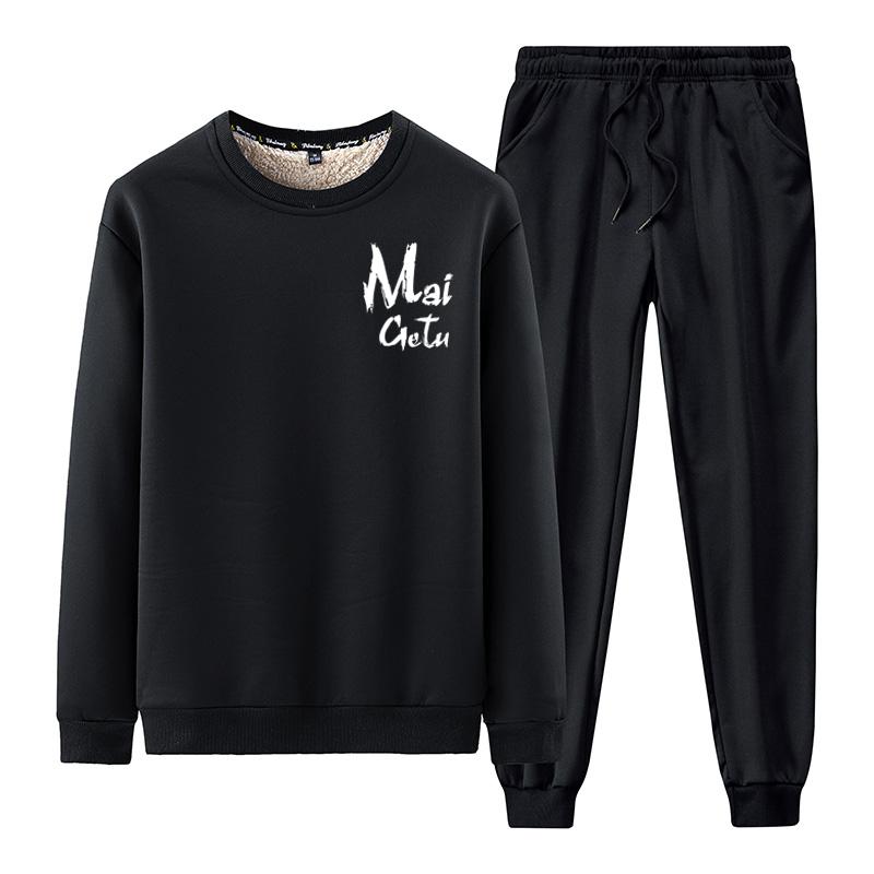 

Men's Tracksuits Winter Mens Tracksuit Pullover Sweatshirts Drawstring Sweatpants Jogging Joggers Trousers Fleece Pants Warm 2 Pieces Sets Z, Gray