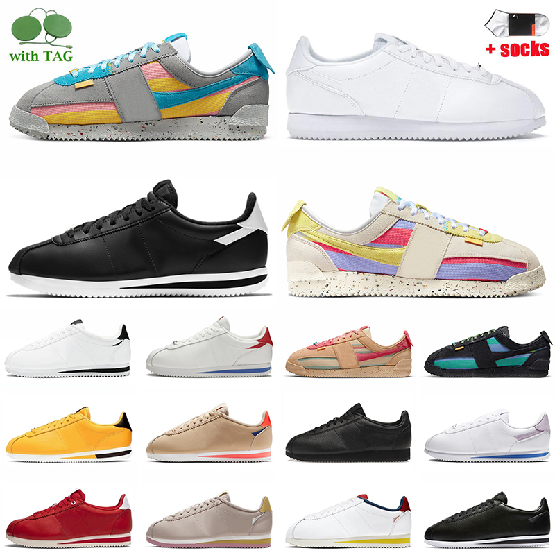 

2023 New Union LA X Cortez Women Mens Running Shoes Smoke Grey Lemon Frost Sesame Blue Purple Platform Runner Sneakers Premium Classic Leather Black White Sneakers, C8 leather black white 36-44