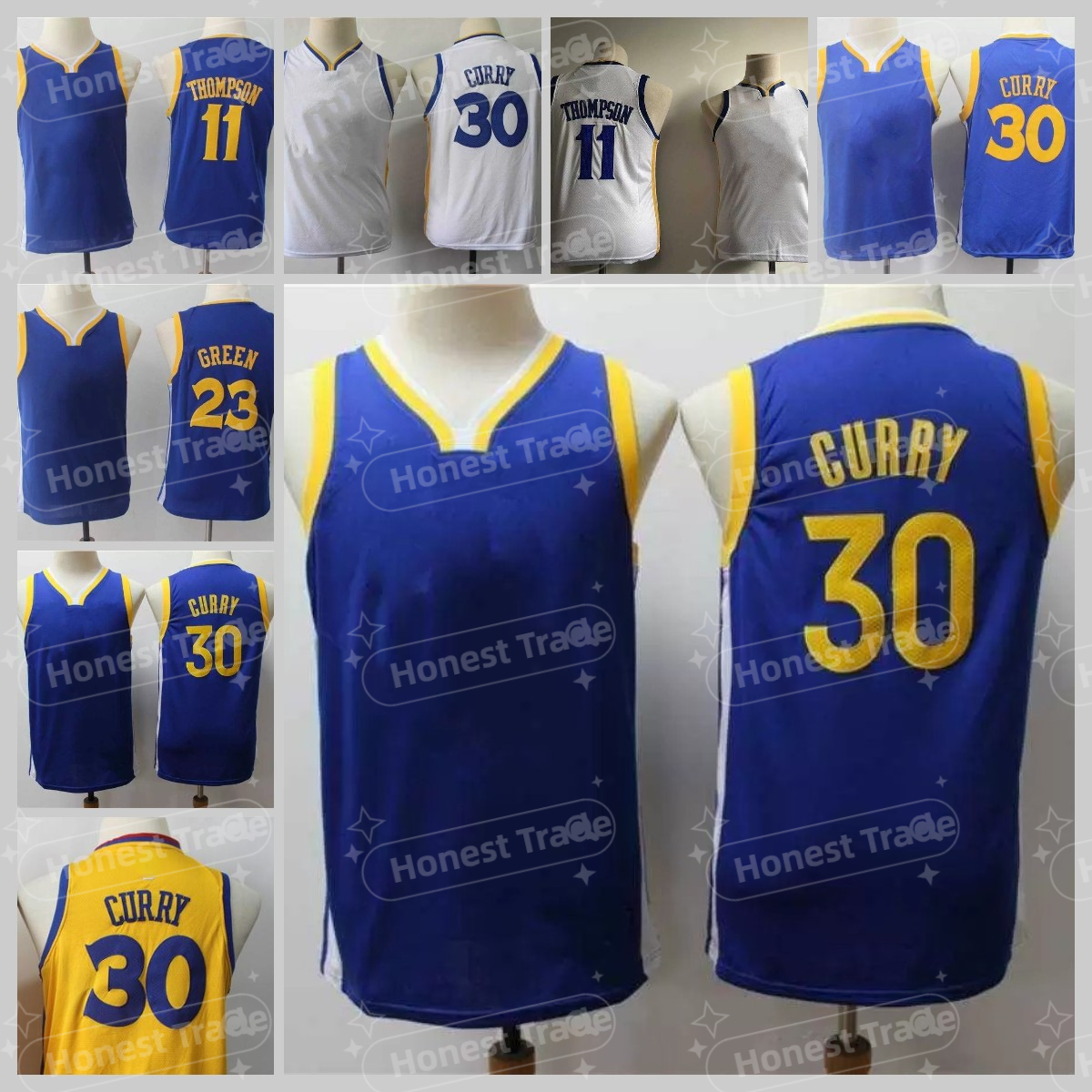 

Youth Kids 30 Curry Jersey 11 Thompson 23 Green Blue White Yellow Basketball Stitched Jerseys Gifts for the children, Yth/kids =s-xxl