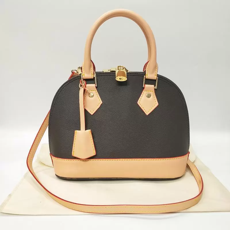 

Luxurys Designers bags Alma Bb Fashion Women Shoulder Bags Chain Messenger Bag Leather Handbags Shell Wallet Purse Ladies Cosmetic Crossbody Bags, Brown grid