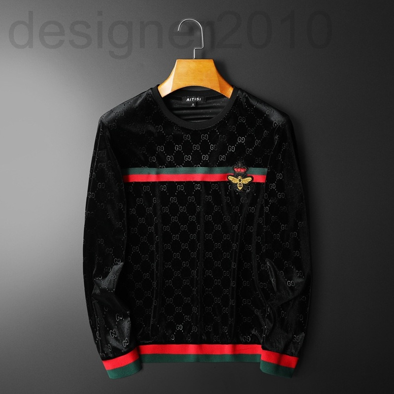 

Men's Hoodies & Sweatshirts designer 2021 autumn winter new men's fashion personality golden velvet embossed long sleeved sweater Pullover slim top, 2# packing bag