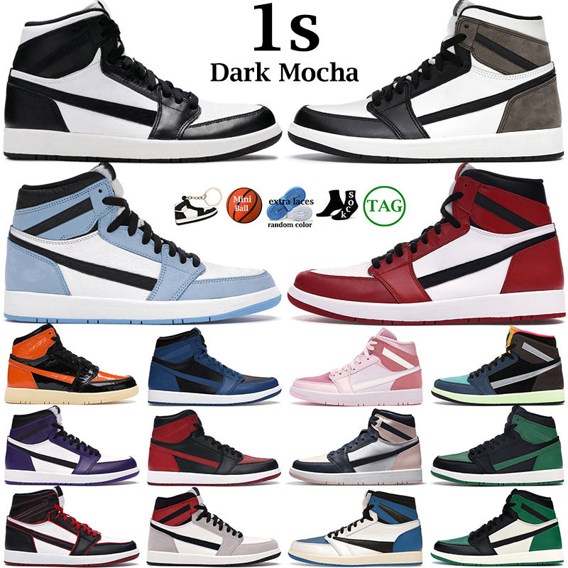 

Basketball Shoes for men women 1 1s University Blue Bred Patent Chicago Dark Mocha Grey Fog Hyper Royal Light Smoke Rebellionaire mens trainers sneakers GAI, 33