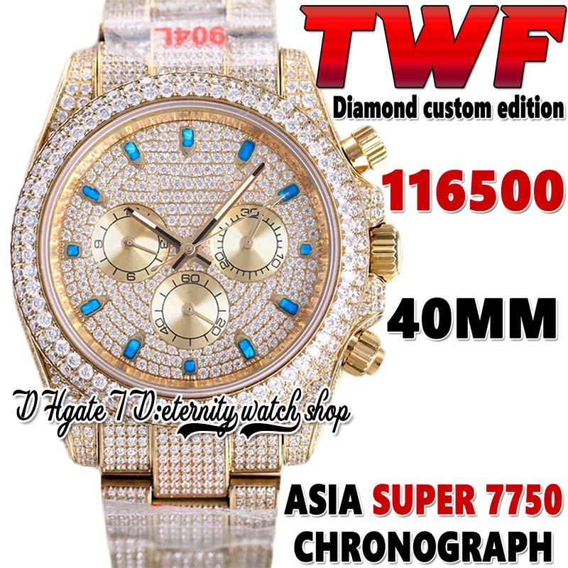 

2022 TWF V3 cf116503 ETA 7750 SA7750 Chronograph Automatic Mens Watch jh116595 Diamond inlay Dial 904L Stainless Iced Out Diamonds Gold Bracelet eternity Watches, Watch waterproof cost