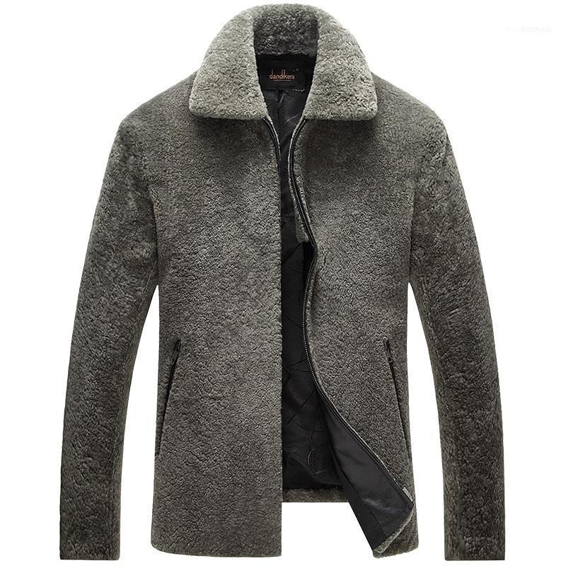 Men's Leather & Faux Luxury Sheep Shearling Fur Coat Autumn Winter Jacket Men Real Streetwear Wool Plus Size Veste Homme 312 MY15761