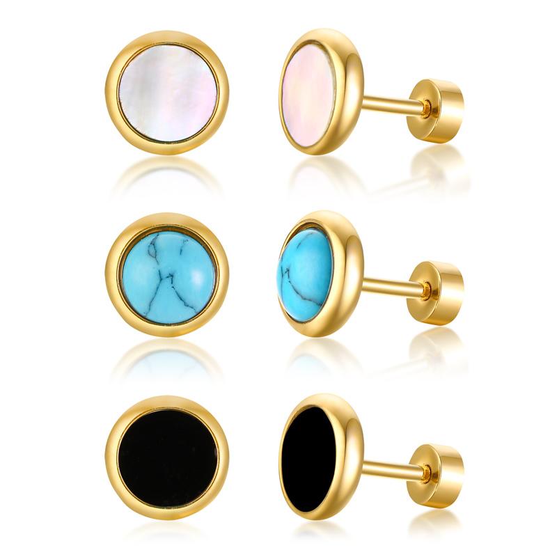 

Stud Tiny Circle Earrings For Women Spiritual Protection Round Stainless Steel Not AllergicStud