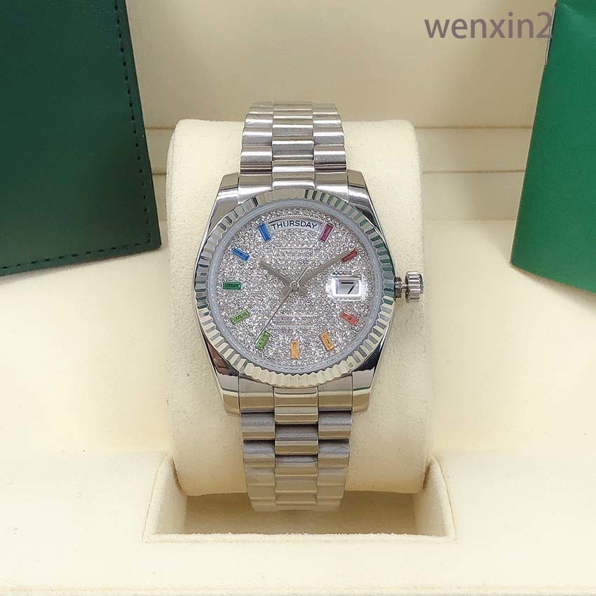 

High Quality Men Watch 36mm 2813 Mechanical Automatic Stainless Steel Watch Plate Diamond Waterproof Watch, Box