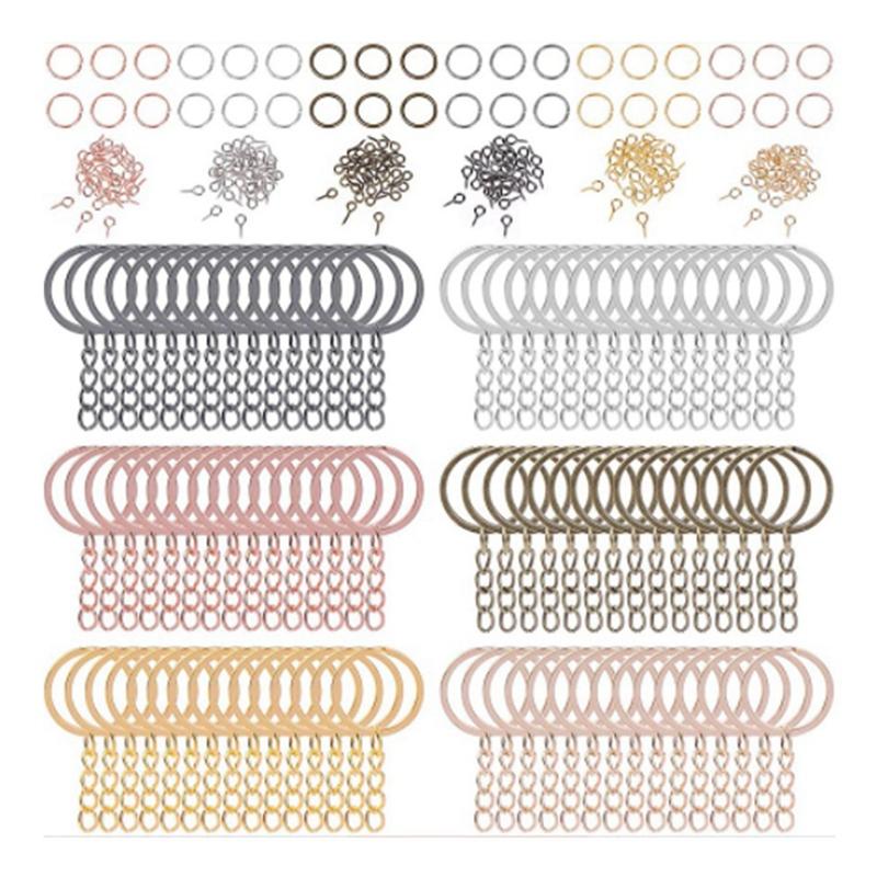 

Keychains 450PCS Key Ring With Chain & 8Mm Small Screw Eye Pins Hooks For DIY Keychain Making Make Your Own 6 Colors