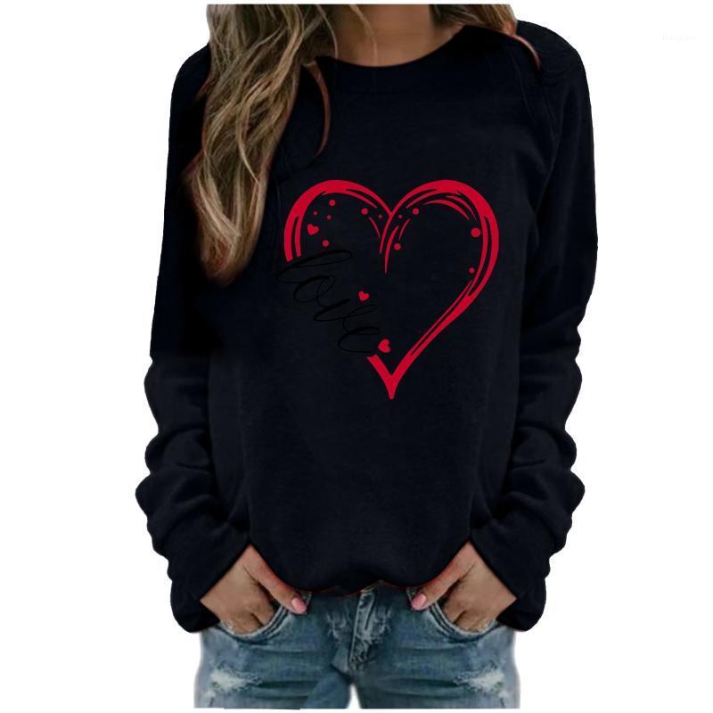 

Heart Printed Sweatshirts Valentine' Day Women Long Sleeve Round Neck Sudadera Mujer Invierno 2022 Girlfriend Gift Hoodies Women, Black