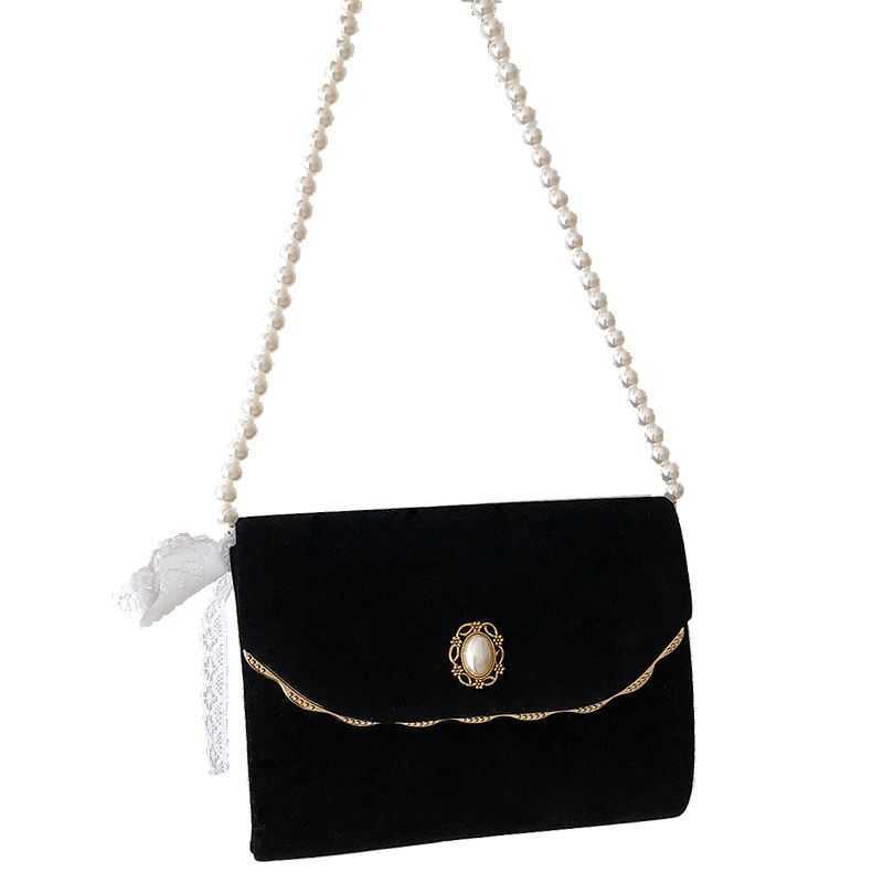 

HBP Design luxury bag Vintage women's port style new pearl velvet forest dinner messenger wine red chain small, No bag