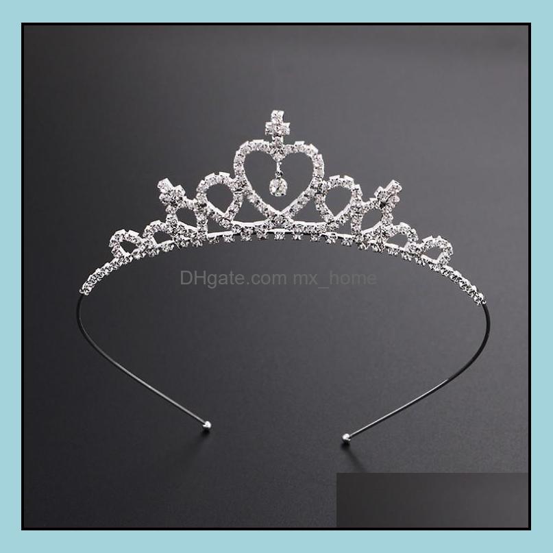 

Girls Princess Crystal Tiara Crown For Birthday Party Drop Delivery 2021 Hair Accessories Baby Kids Maternity Ai15Y, Silver