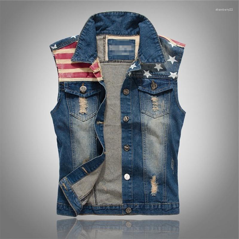 

Men's Vests 2022 Cotton Jeans Sleeveless Jacket Men Plus Size 5XL Dark Blue Denim Vest Cowboy S Jackets Stra22