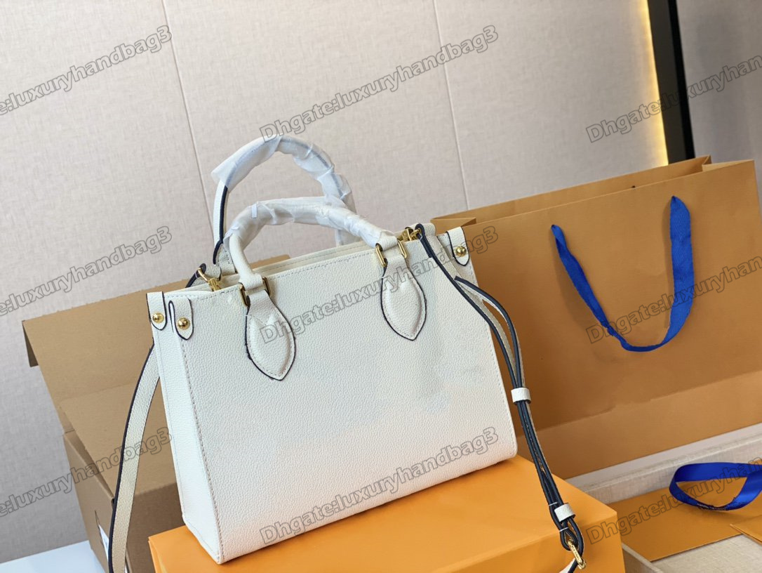 

Fashion Designers Onthego 25cm Tote Luxurys Womens Handbags Purse Flower Tote Bag Ladies Casual Tote Leather Large Capacity Shoulder Bags, Color 1#