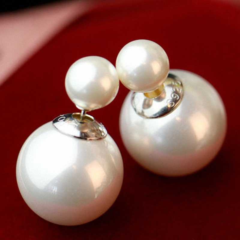 

Double Pearl Earrings Fashion Korean girls' accessories double-sided Pearl Earrings 002 Charm