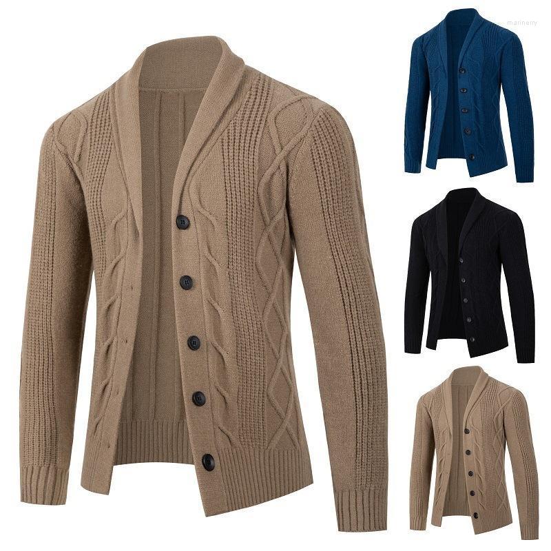

Men' Sweaters Autumn And Winter Men' Sweater Casual Single-breasted Lapel Long-sleeved Knitted CardiganMen' Mari22, Black