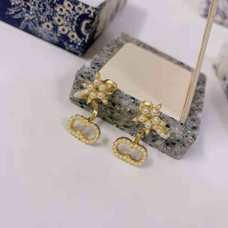 Nouveau Dreau d'oreille D 925 SIERLE EARL EARL EARL BRINGE FEME LETTRES OUEURS 2022 Brand de luxe Design de mode polyvalente bijoux pour dames