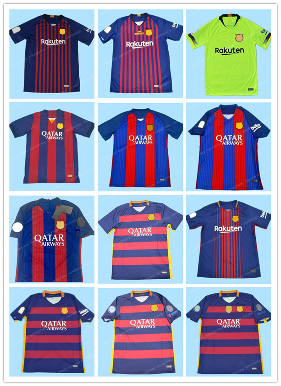 

BCN 2014 15 16 17 18 19 SOCCER JERSEYS maillot classic vintage camisetas football shirts Uniforms UCL final men home away XAVI INIESTA SUAREZ PUYOL PIQUE new, 15-16 home league