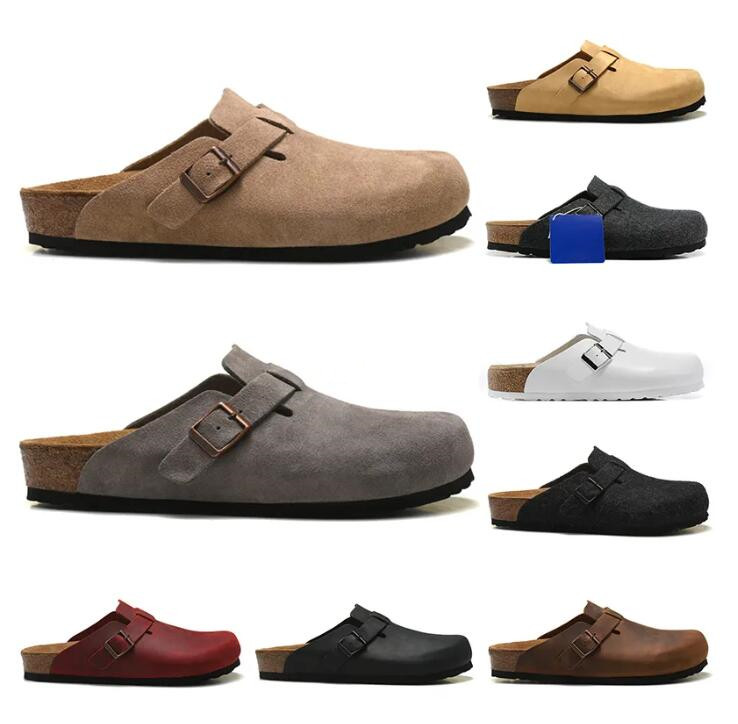 

Sandals Unisex Slippers Naturals Beach Sliders Casual Shoes Soft Leather Grey Felt Hombres Mujeres Outdoor Indoor Woody Buckle Strap Designer 34-46, 22