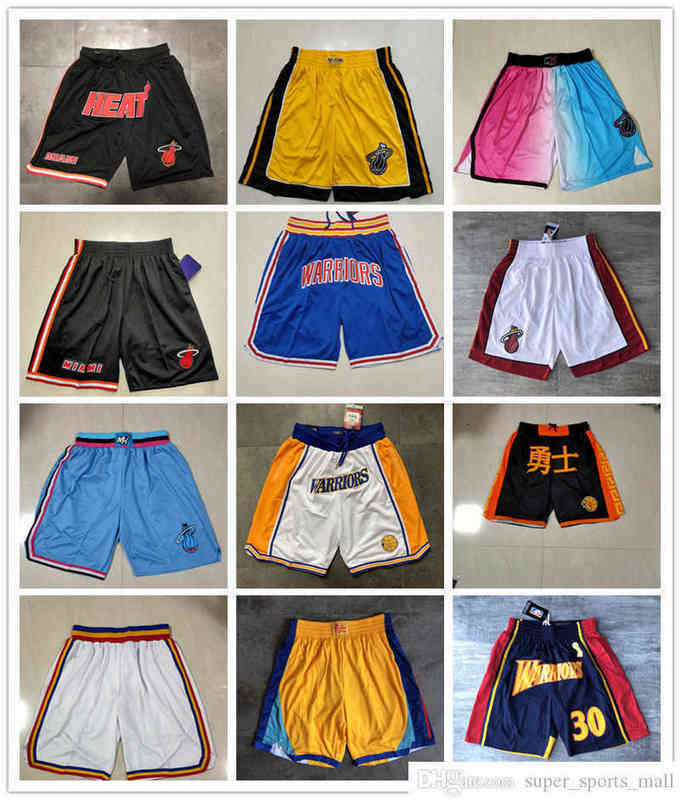 

Golden State''Warriors''men Miami''Heat''men Retro Basketball Shorts pocket Size S-2XL, Color