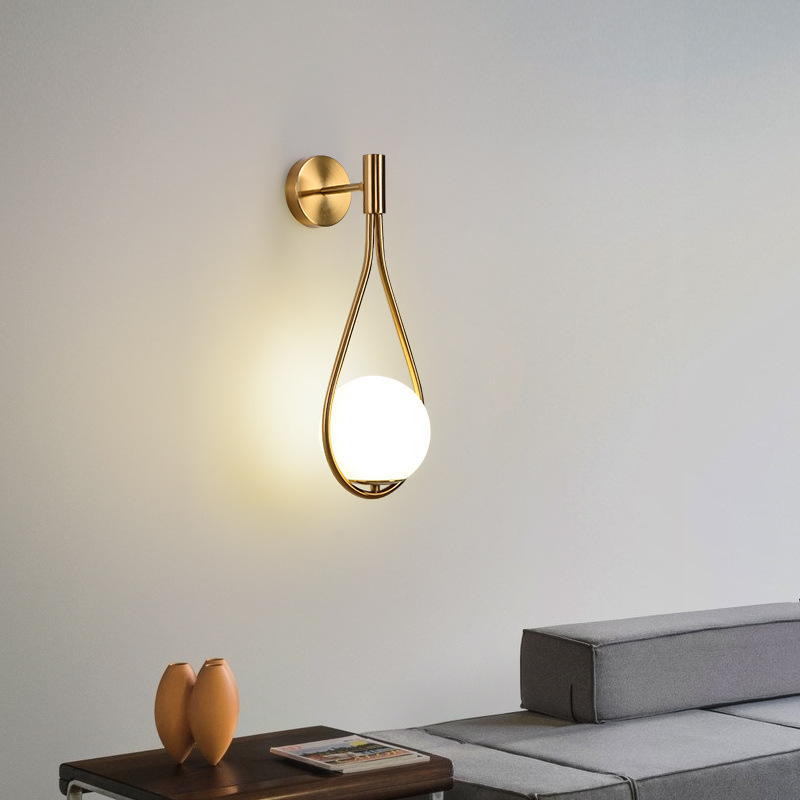 Nordic Copper Wall Lamp Modern Minimalist Wall Light Bathroom Mirror Lights Bedroom Bedside Lamps For Living Room Aisle Stairs led Lighting-image-490466479