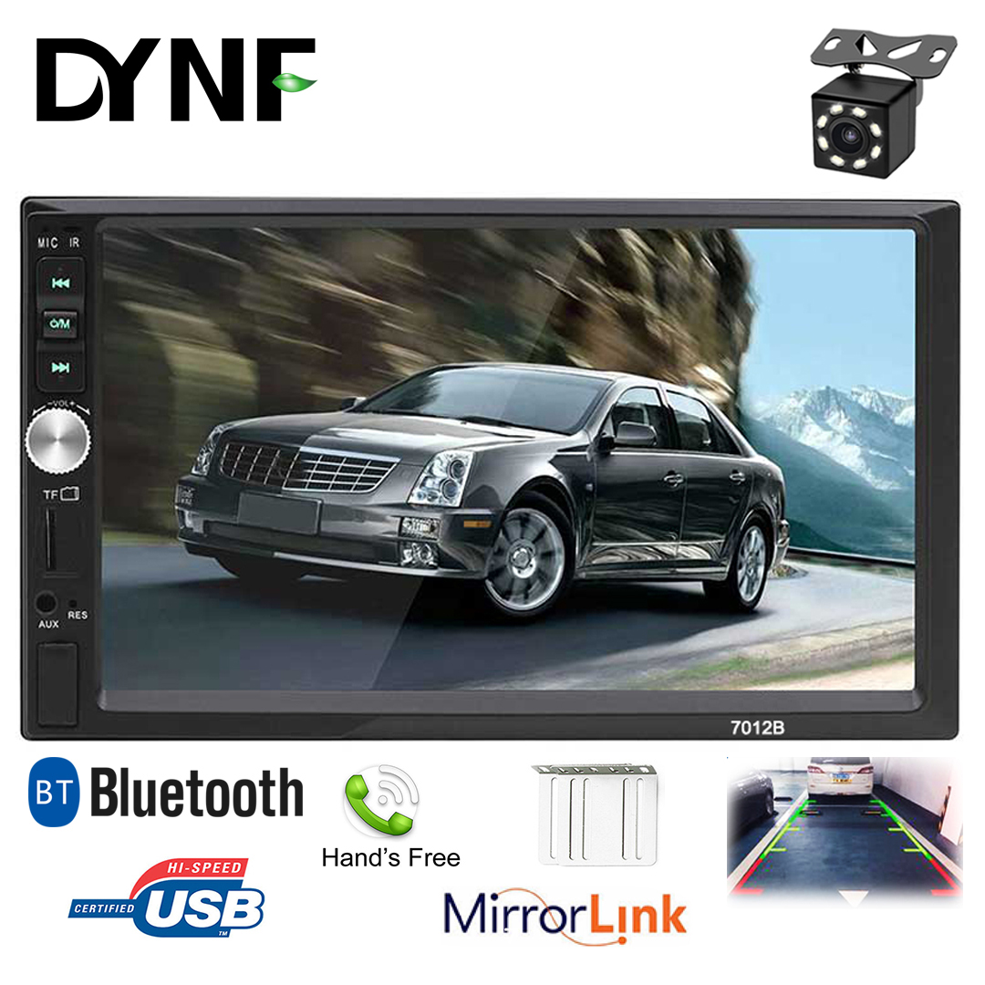 2DIN MP5 Player MirrorLink USB AUX Bluetooth Handsfree Car DVD Player 7Inch Full Pekskärm Video ut bakre kamera