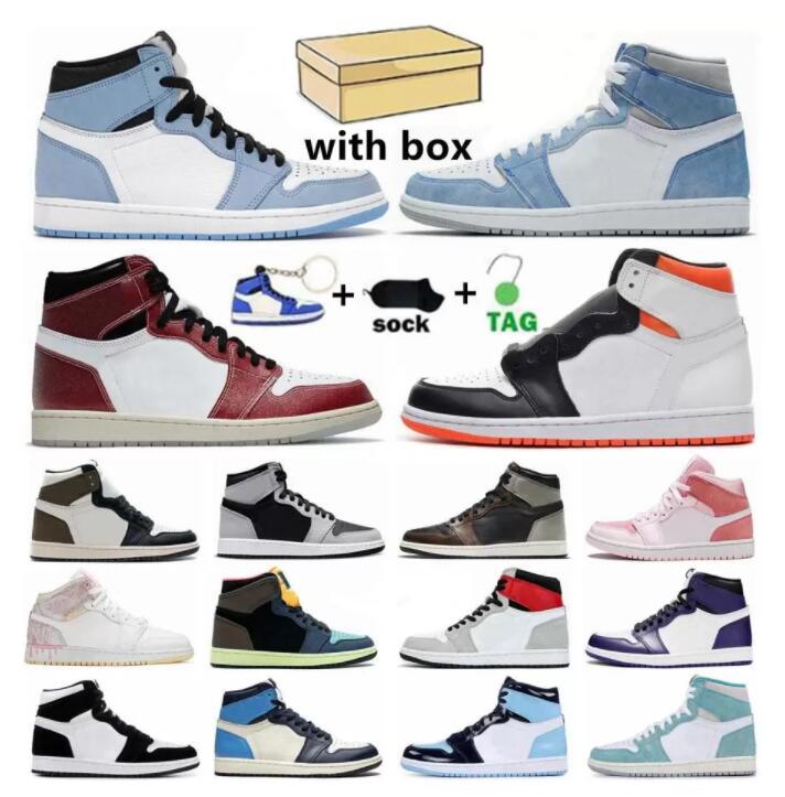 

Jumpman 1 Basketball shoes OG High 1S UNC Patent Leather Hyper Royal Mocha Homage To University Blue Sport Designer Sneakers Trainers 36-48, 9#