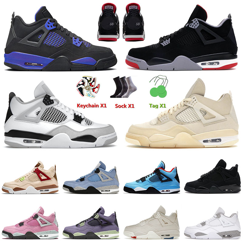 

Top Quality Jorda 4 Mens Basketball Shoes IV Jumpman Bred High Blue Thunder Off Sail Military Black White Kaws Grey Jorden4s Jordens 4s men women sports sneakers, C4 40-47