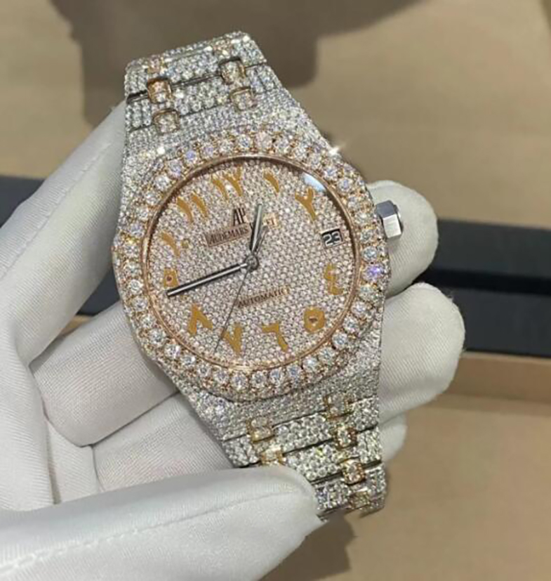 

CASHJIN Icedout Watch Men Luxury Wrist Watch Bling Iced Out VVS Diamond Watch 5WS0, Water proof