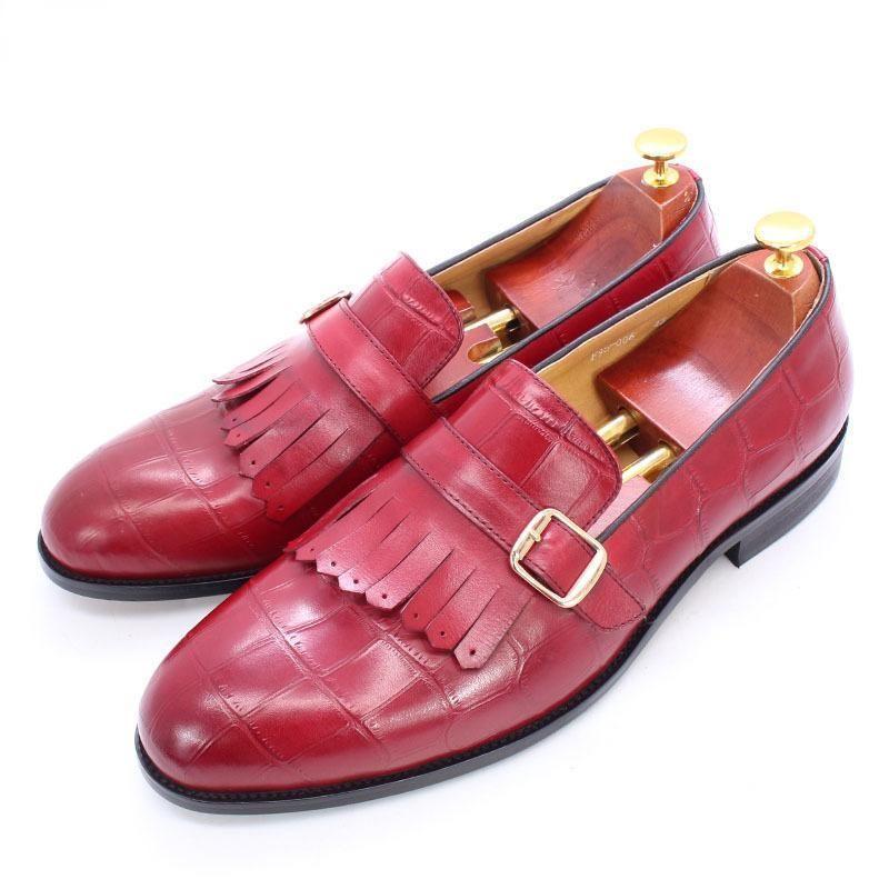 

High Quality Loafers Men Shoes Solid Color Casual Fashion Stone Pattern Embossed Classic Versatile Tassel Buckle Decorative Round Toe Leather Wedding Shoes KB254, Clear