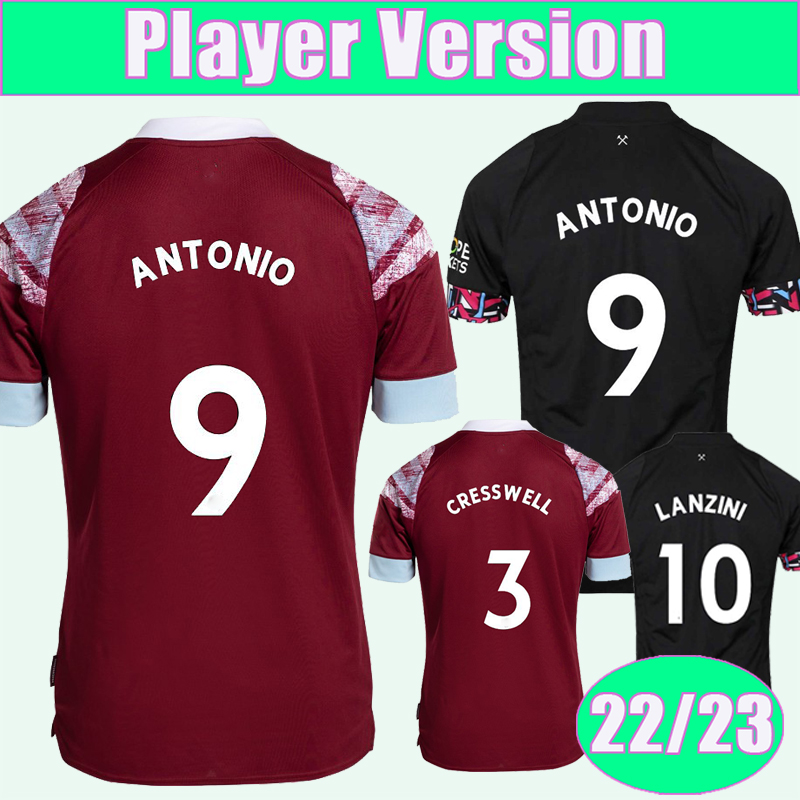 

22 23 BOWEN LANZINI Mens Player Version Soccer Jerseys RICE ANTONIO SOUCEK BENRAHMA DIOP YARMOLENKO Home Away Short Sleeve Football Adult Shirts, Qy9513 22 23 home no patch