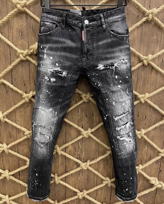 

2022 Spring Hot sales Men Jeans Hole Light Blue Dark GREY ITALY Brand Man's Long Pants Trousers Streetwear denim Skinny Slim Straight D2 Biker Jean Diamond-encrusted, Look at the pictures