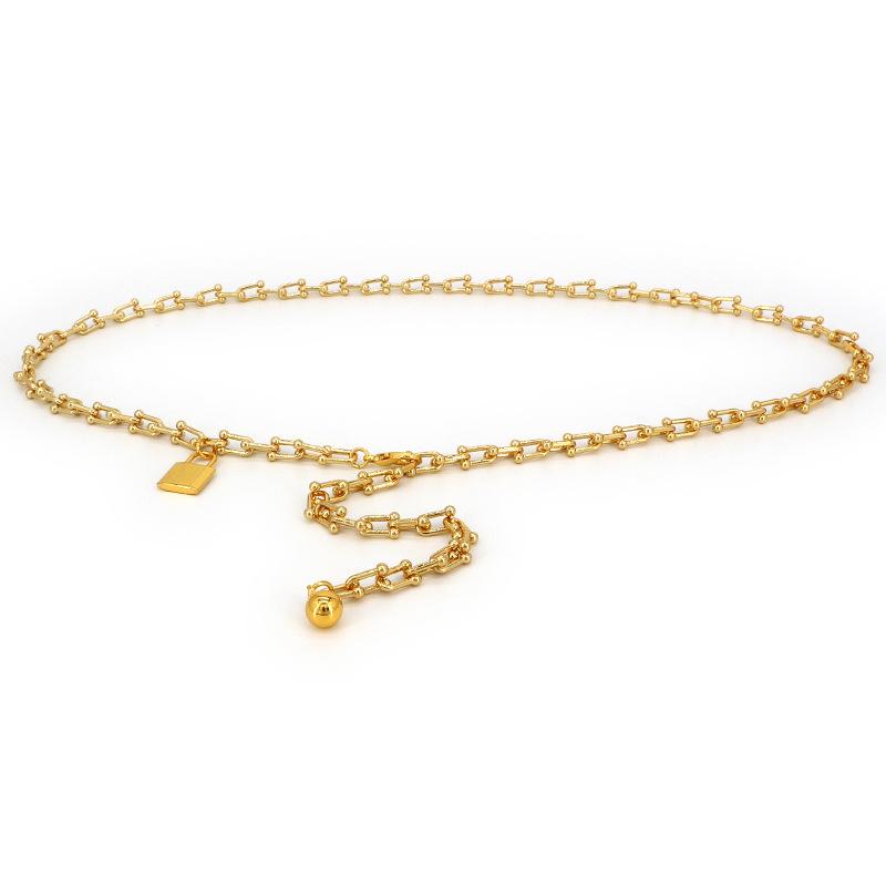 

Belts Gold Lock Waist Chain C Style Thin Belt Dress Women Decoration Skirt SuitBelts
