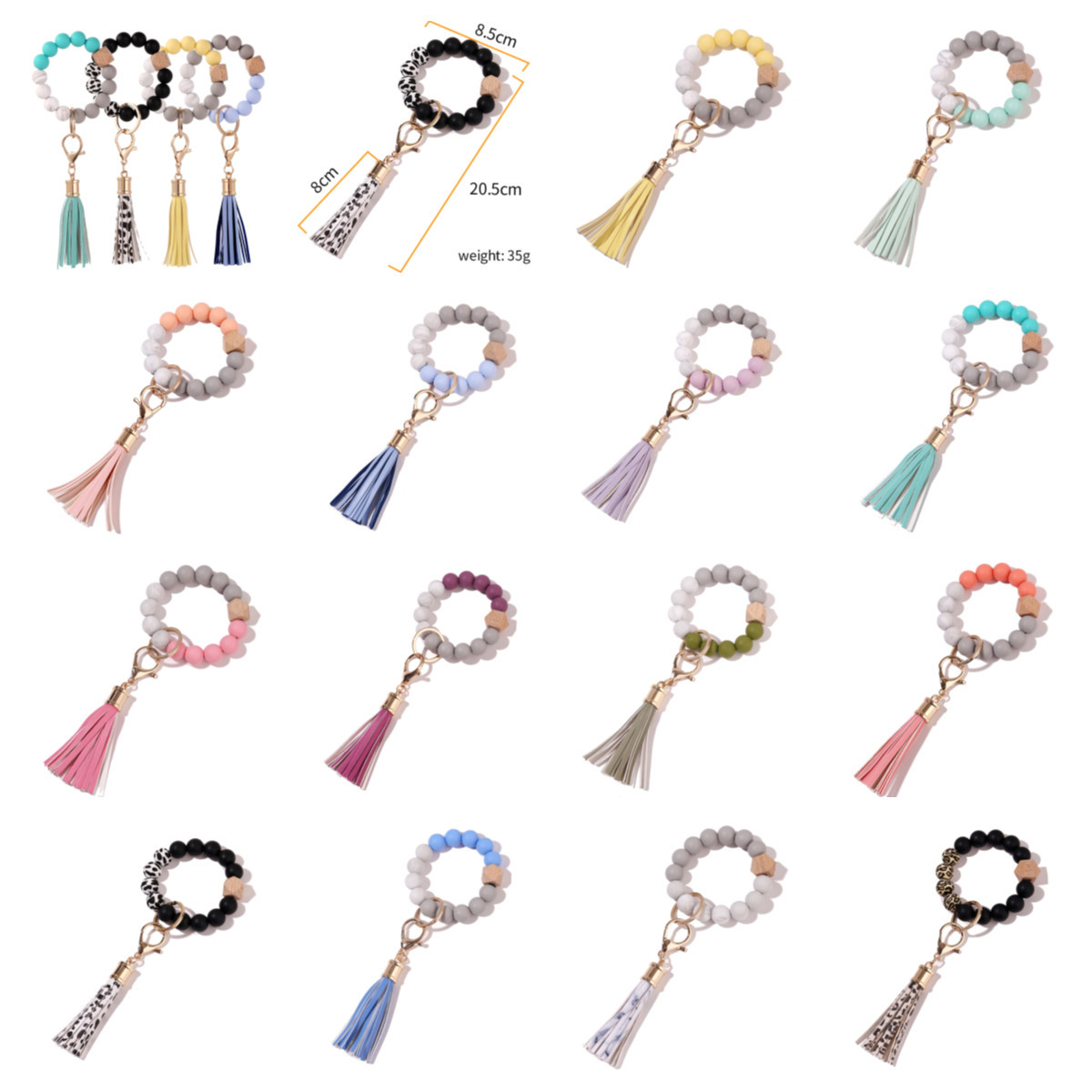 

Easter Day Toys Gift Cute EasterSilicone Beaded Wrist Strap Keychain For Women With Tassels Surprise Wholesale In Stock