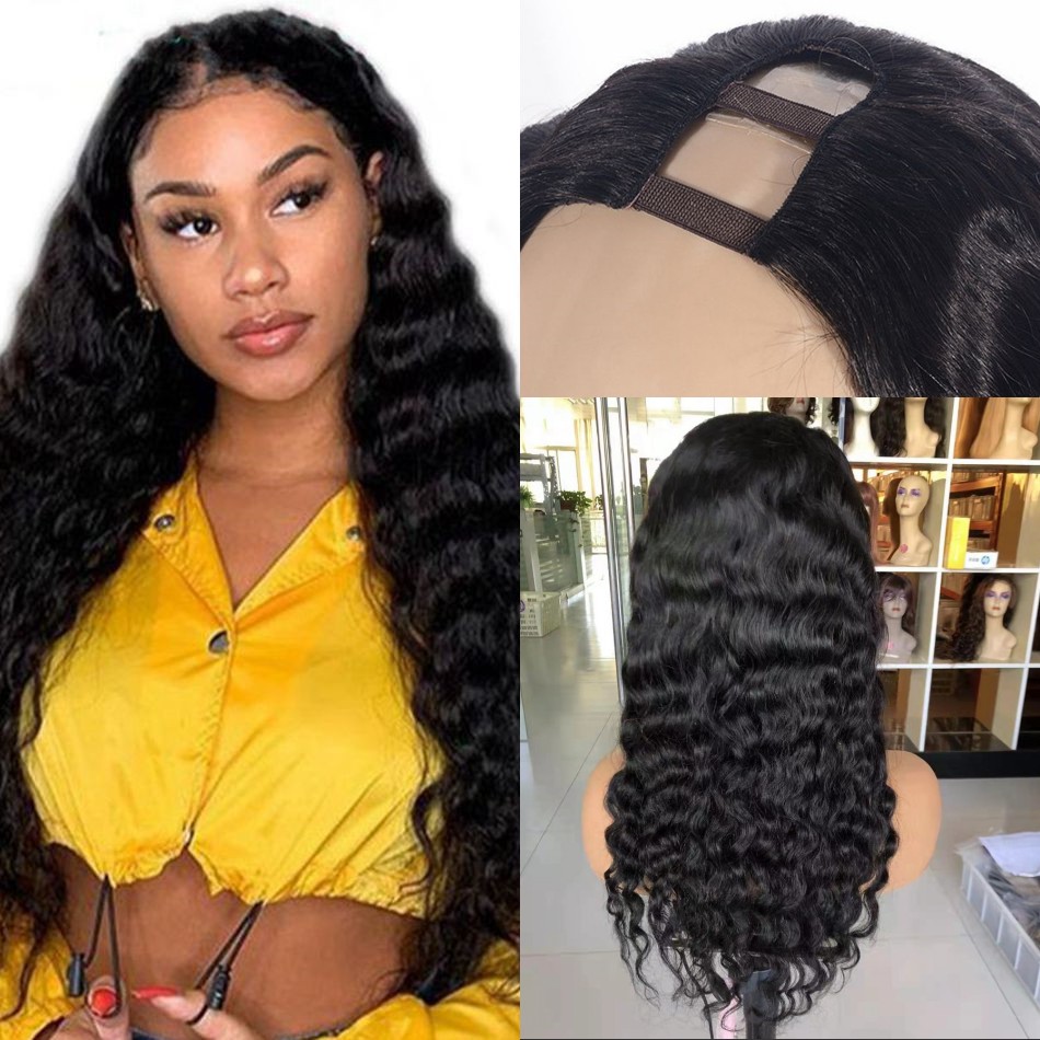 

Cambodian Loose Deep Wave U Part Wigs 150% Natural Color Human Hair Non Lace Wig