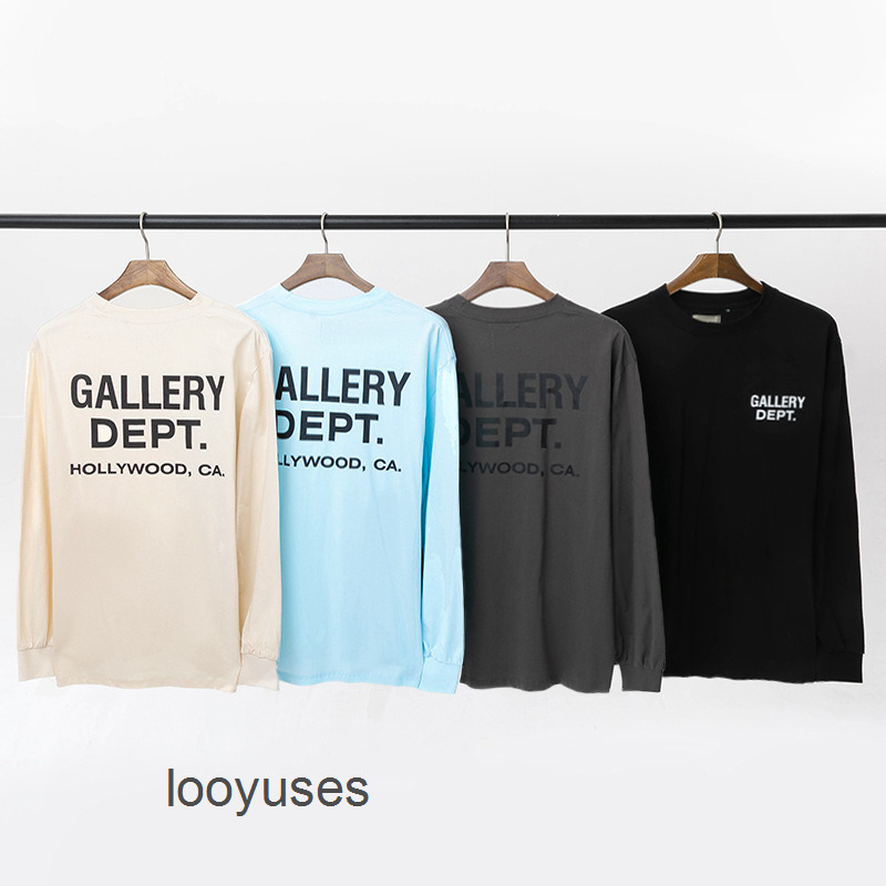 

Autumn Galleryes t Shirts Mens Designer Dept Fashion Product La Lettered Print Men' Women' Loose Long Sleeve T-shirt Lining, Gray