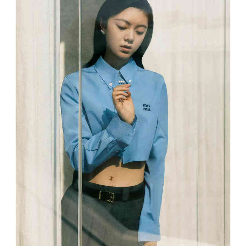 

Women' Blouses Shirts Short shirt spring four-color embroidery Lapel long sleeve Mujia breasted women' 7CNI, 2# box