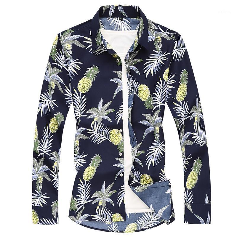 

Fashion Men Floral Cloth Slim Long Sleeve Shirt Clothes Cotton Business Casual Male Social Plus Size M-7XL Chemis Men's Shirts, C601