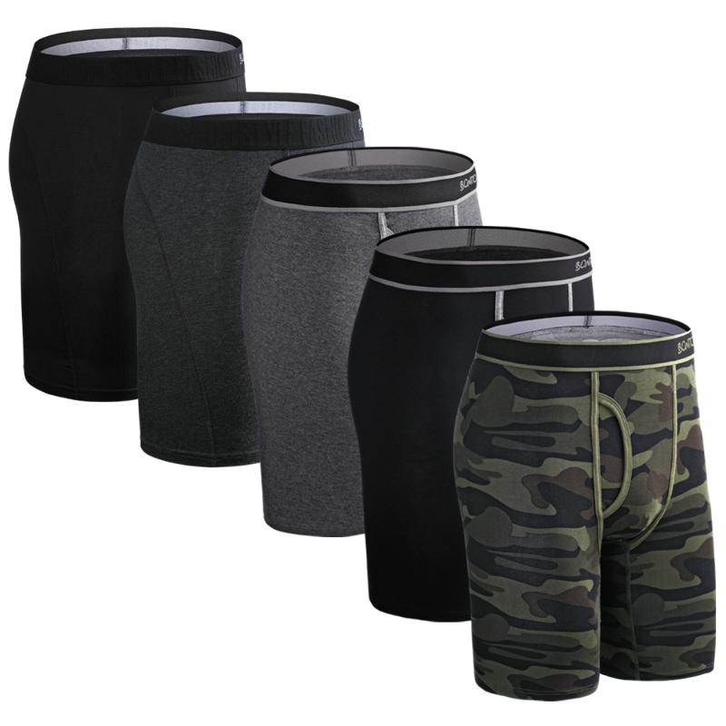 

Underpants 5Pcs Set Long Boxer Men Underwear Male Panties Sexy Clavin Underware Calzones BoxerShorts Shorts Homme Trunk, Black;white