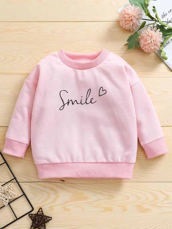 

Baby Girl Letter Graphic Sweatshirt SHE, Baby pink