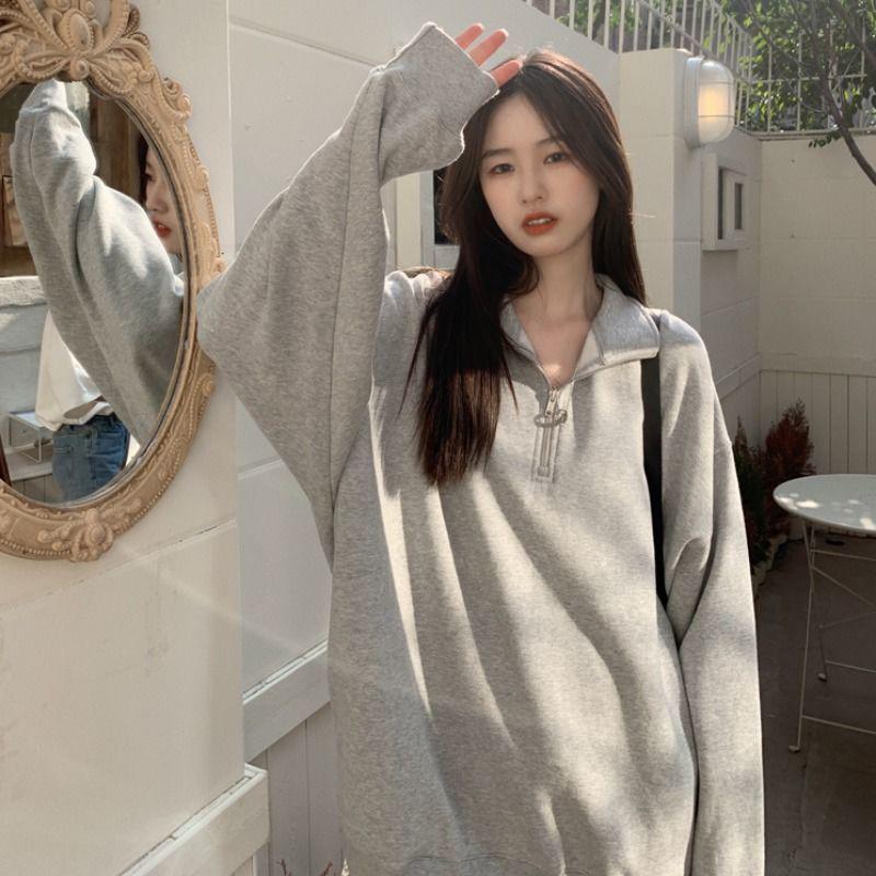 

Women' Hoodies & Sweatshirts Streetwear Women Loose Oversize Y2k Harajuku Korean Fashion Cute Casual Sports Vintage Long Sleeve Tops, Grey