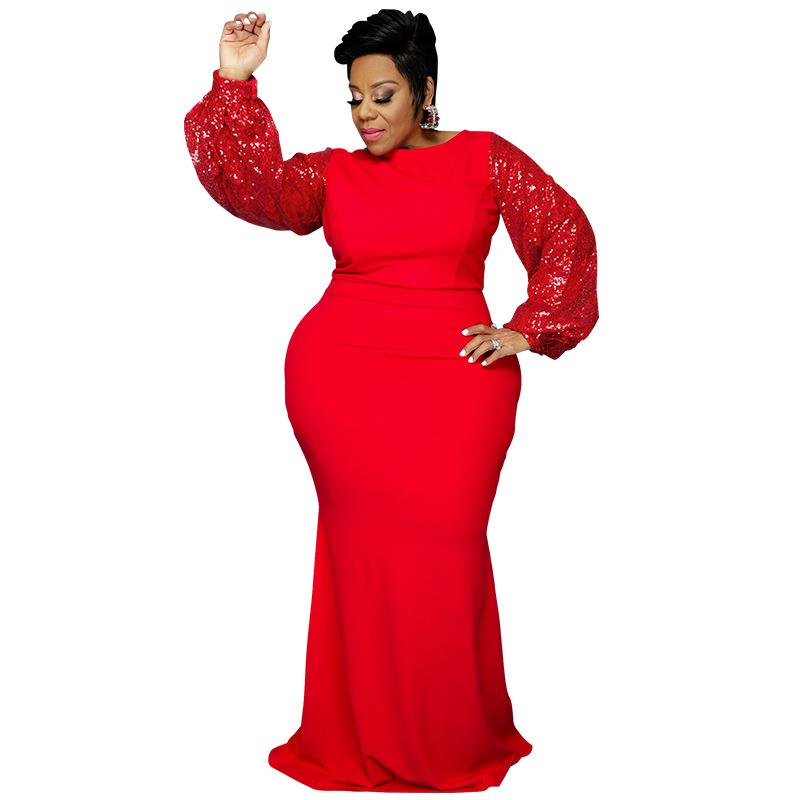 

Ethnic Clothing African Dresses For Women Sequins Long Sleeve Christmas Party Home Coming Mesh Patchwork Cut Out Beading Slim Elegant