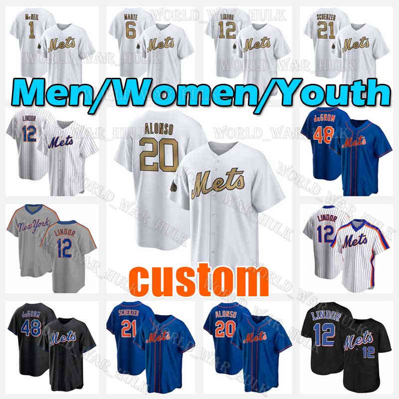 

2022 All Star New York''Mets Baseball Jersey 20 Pete Alonso 12 Francisco Lindor 1 Jeff McNeil 6 Starling Marte 21 Max Scherzer 48 Jacob deGrom 39 Yennsy Diaz Mike Piazza, Youth custom new cool base(d d h)