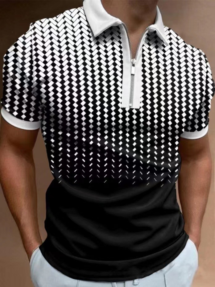 polos imprimés à rayures d'été vêtements 3xl POLO t-shirts mélange de coton à fermeture éclair mens grande taille t-shirt top vêtements t-shirt à