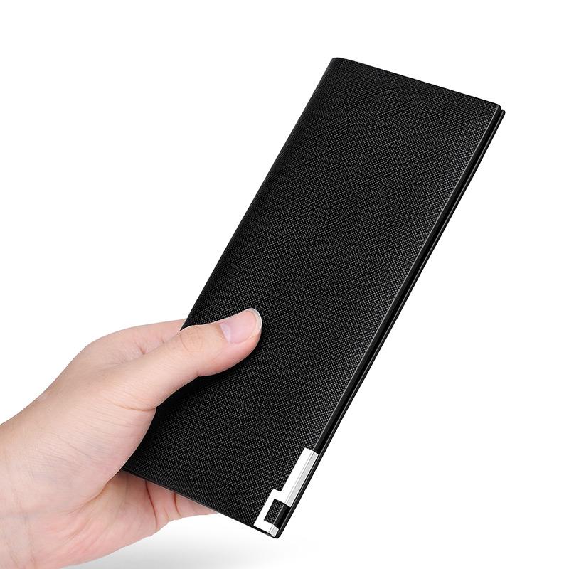 

Card Holders Leather Ultra Thin Men's Bag Fashion Long Wallet High Grade Brand HolderCard, Black cross